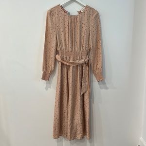 Sezane pink polka dot midi dress